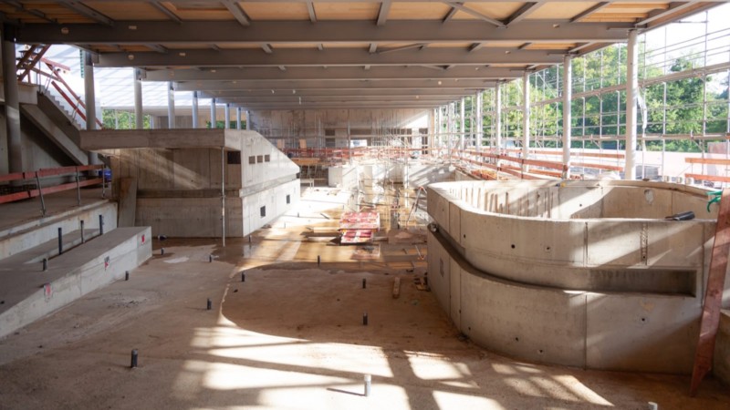 Ein Blick in die Schwimmhalle beim Richtfest Kombibad Herzogenried | Foto: Stadt Mannheim